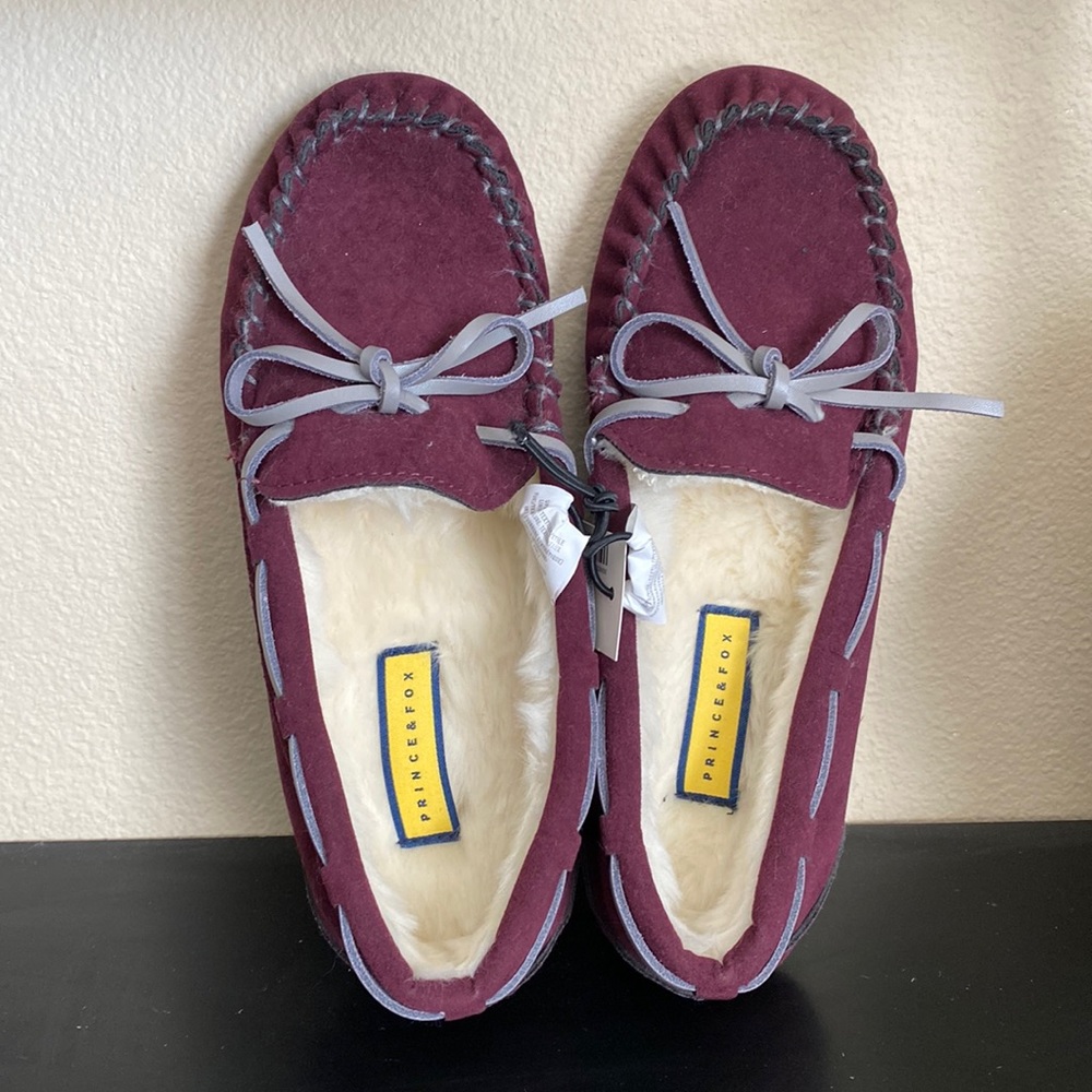 Prince & Fox Fur Lined Shoes, Size 6 Women, Maroon, New with Tag